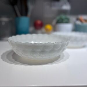 Vintage Fire King "Bubble" Milk Glass Round Vegetable Bowl